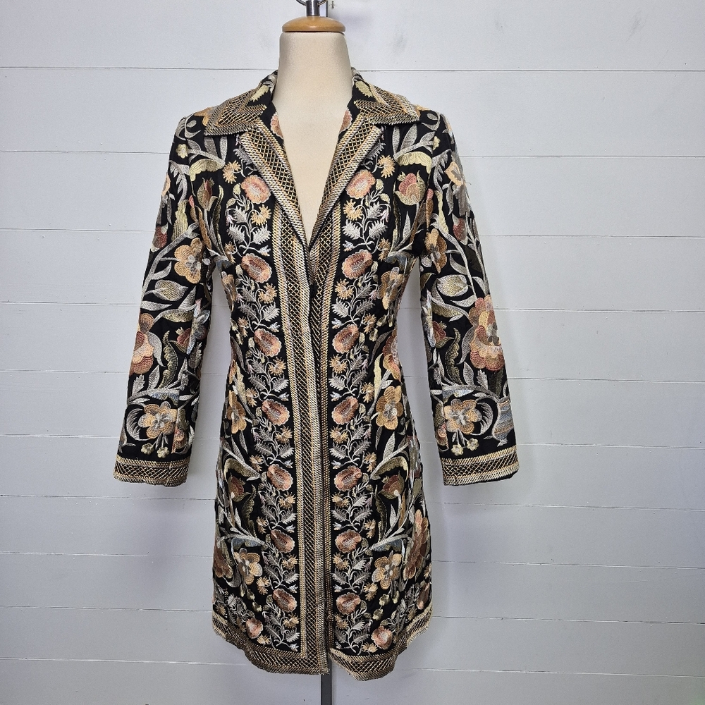 Johnny Was Biya 100% Silk Embroidered Jacket Size S - Picture 2 of 16